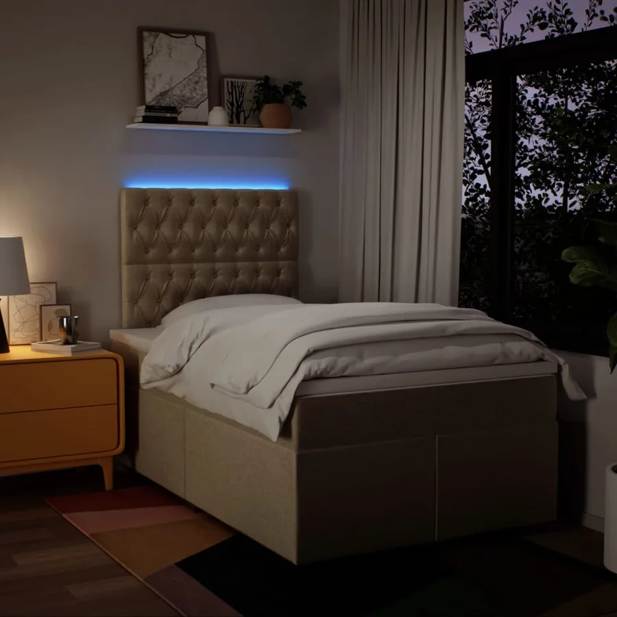 Sommier à lattes de lit avec matelas Crème 120x200 cm Tissu - 5