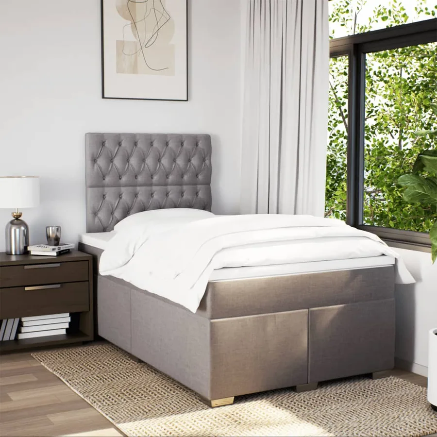 Sommier à lattes de lit avec matelas Taupe 120x200 cm Tissu - 3