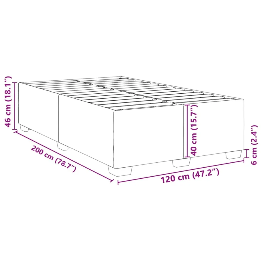 Cadre de lit sans matelas taupe 120x200 cm tissu - 9