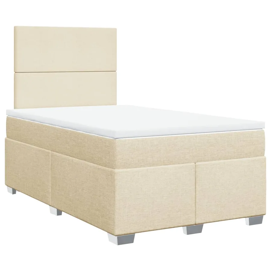 Sommier à lattes de lit avec matelas Crème 120x200 cm Tissu - 2