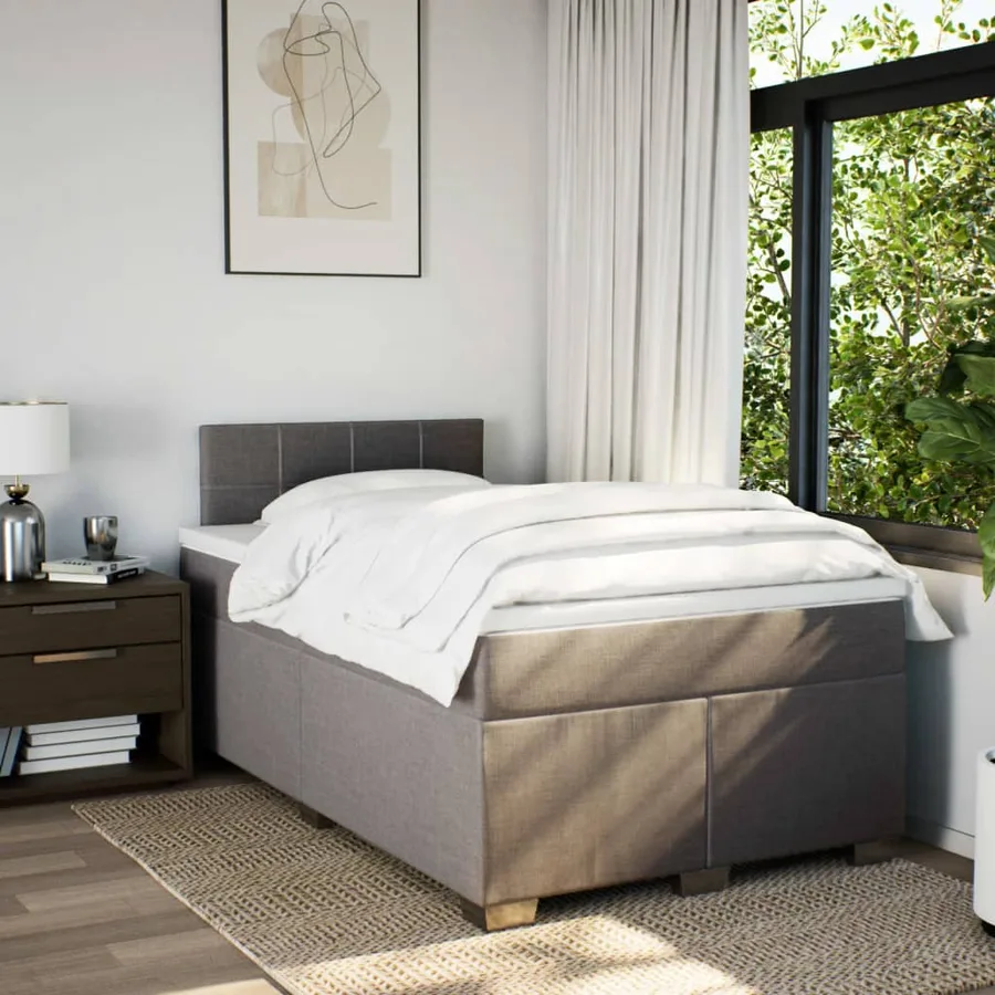 Sommier à lattes de lit avec matelas Taupe 120x200 cm Tissu - 3