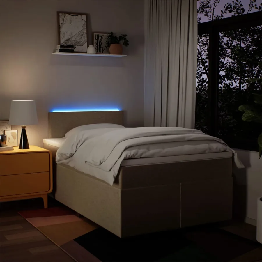 Sommier à lattes de lit avec matelas Crème 120x200 cm Tissu - 5