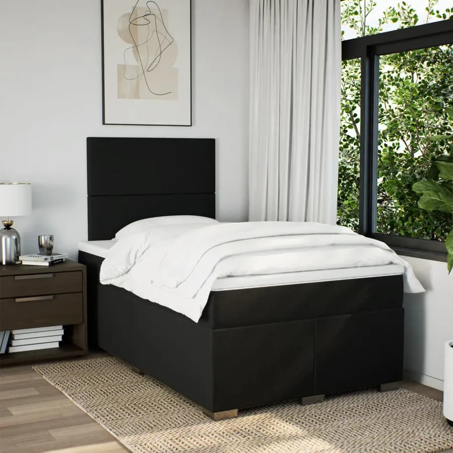 Sommier à lattes de lit avec matelas Noir 120x200 cm Tissu - 4