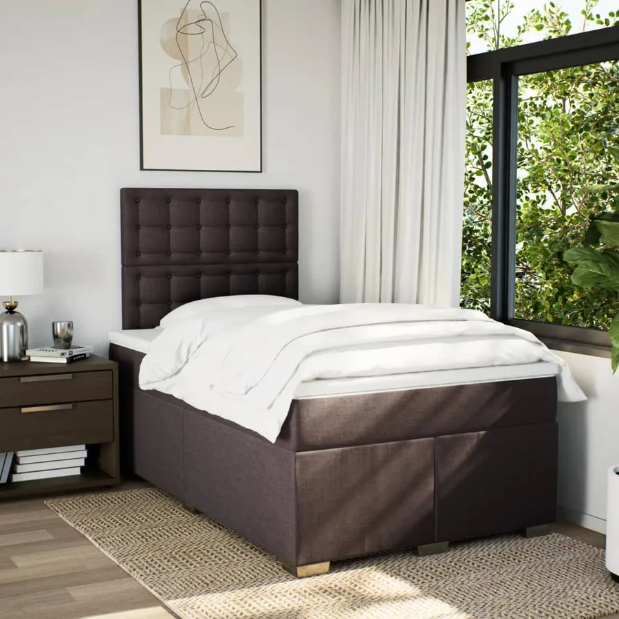Sommier à lattes de lit avec matelas Marron foncé 120x200 cm - 3
