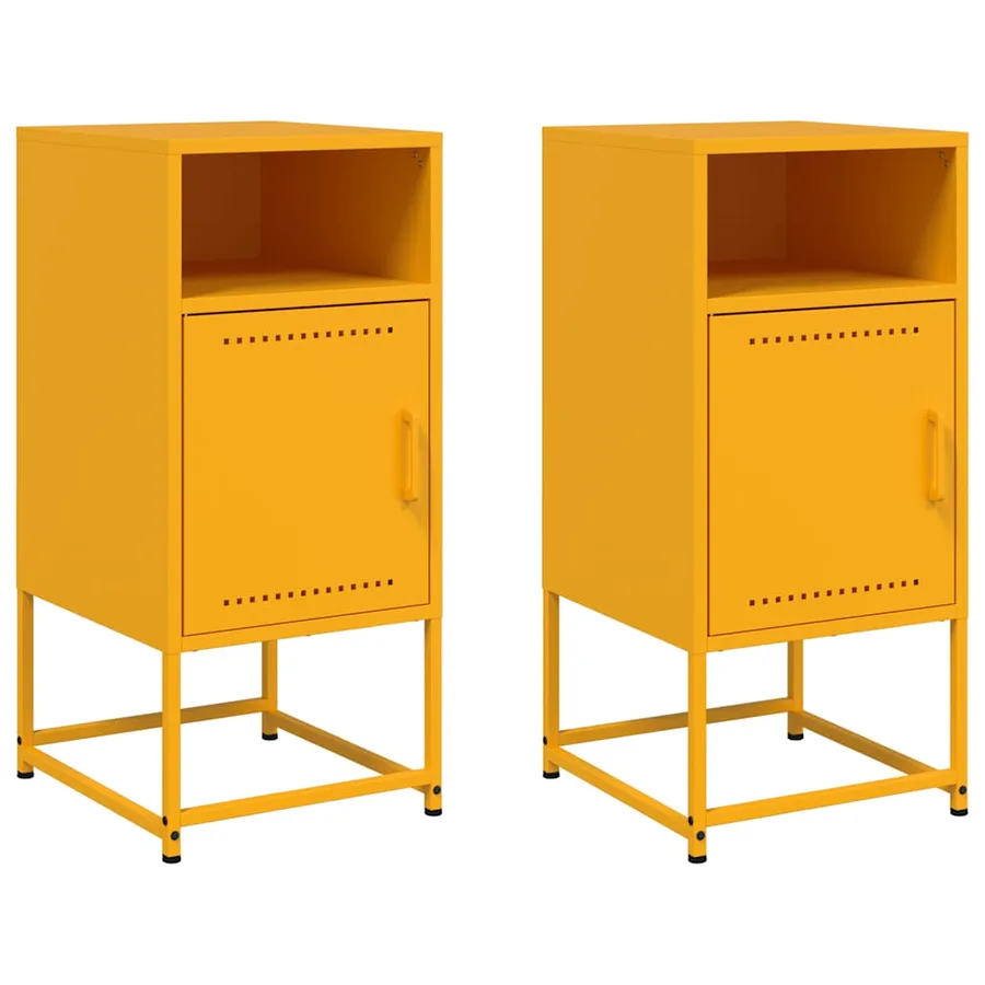 Tables de chevet 2 pcs jaune moutarde 36x39x78 cm acier - 2