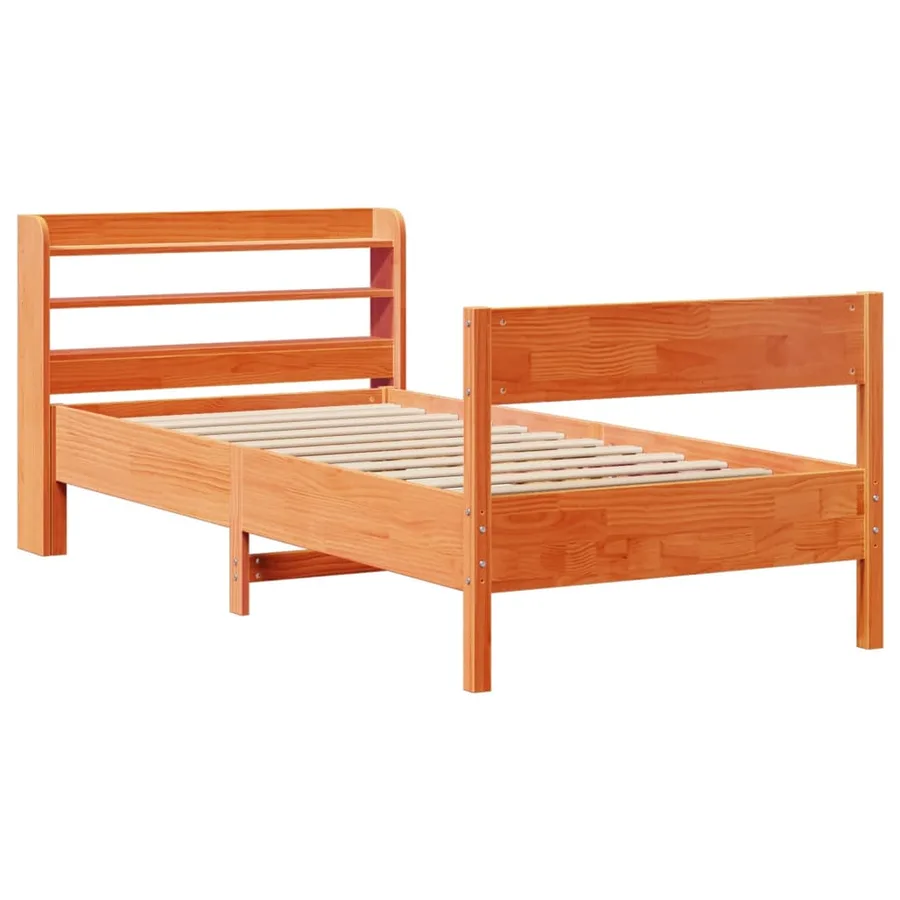 Cadre de lit sans matelas cire marron 100x200cm bois pin massif - 3