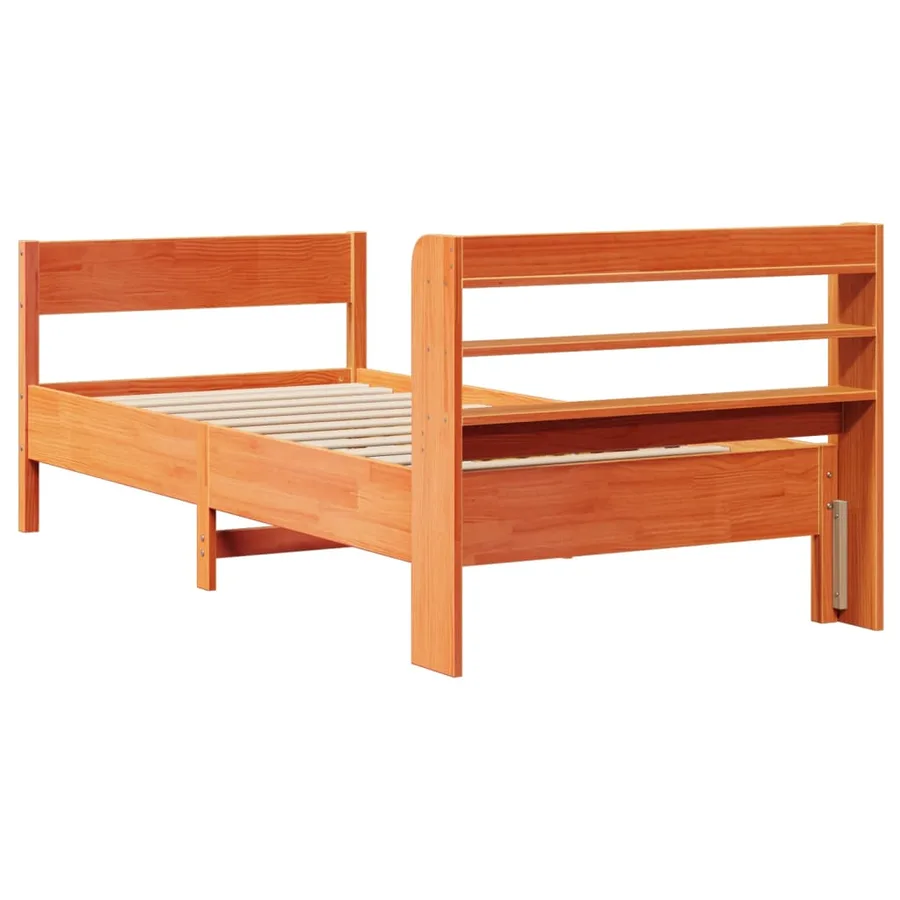 Cadre de lit sans matelas cire marron 100x200cm bois pin massif - 6