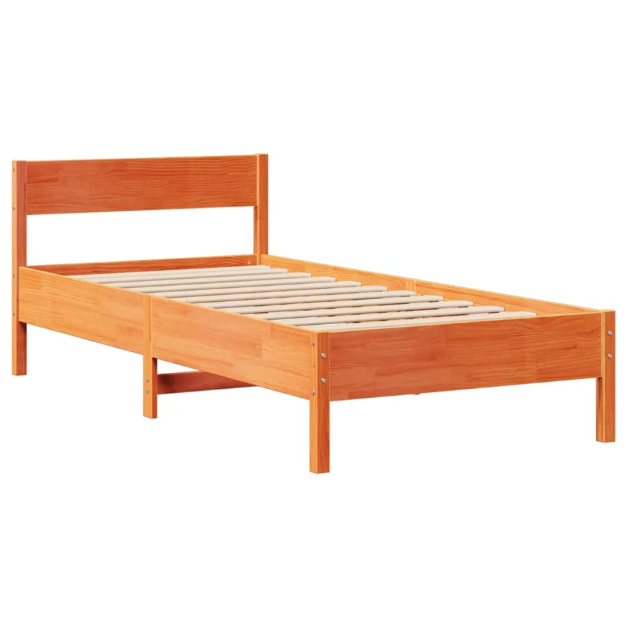 Cadre de lit sans matelas cire marron 100x200cm bois pin massif - 7