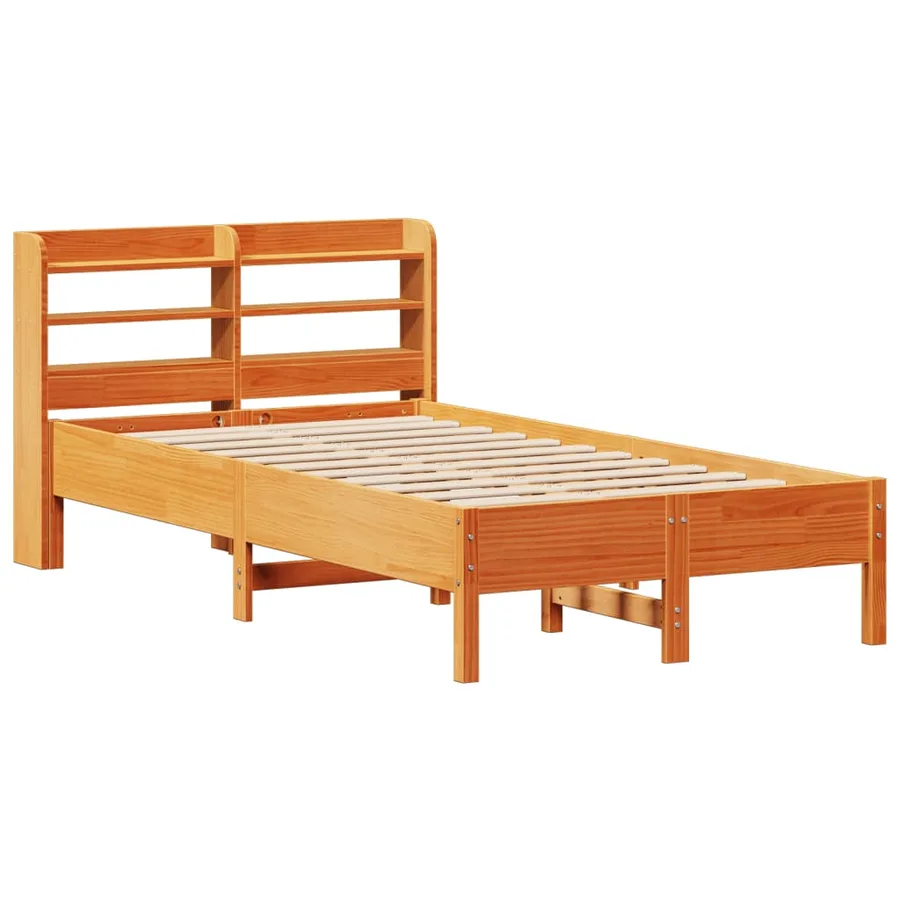 Cadre de lit sans matelas cire marron 75x190 cm bois pin massif - 3