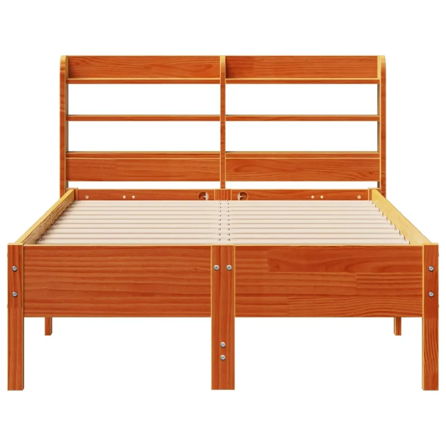 Cadre de lit sans matelas cire marron 75x190 cm bois pin massif - 4