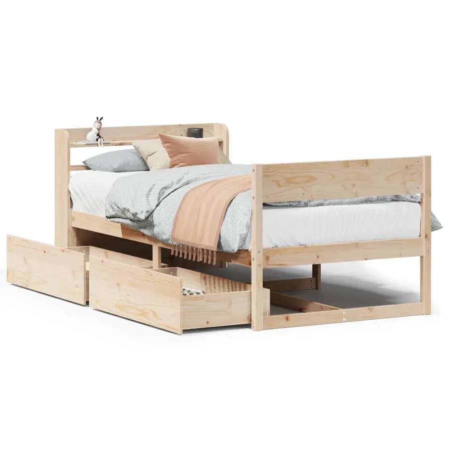Cadre de lit sans matelas 75x190 cm bois de pin massif - 2
