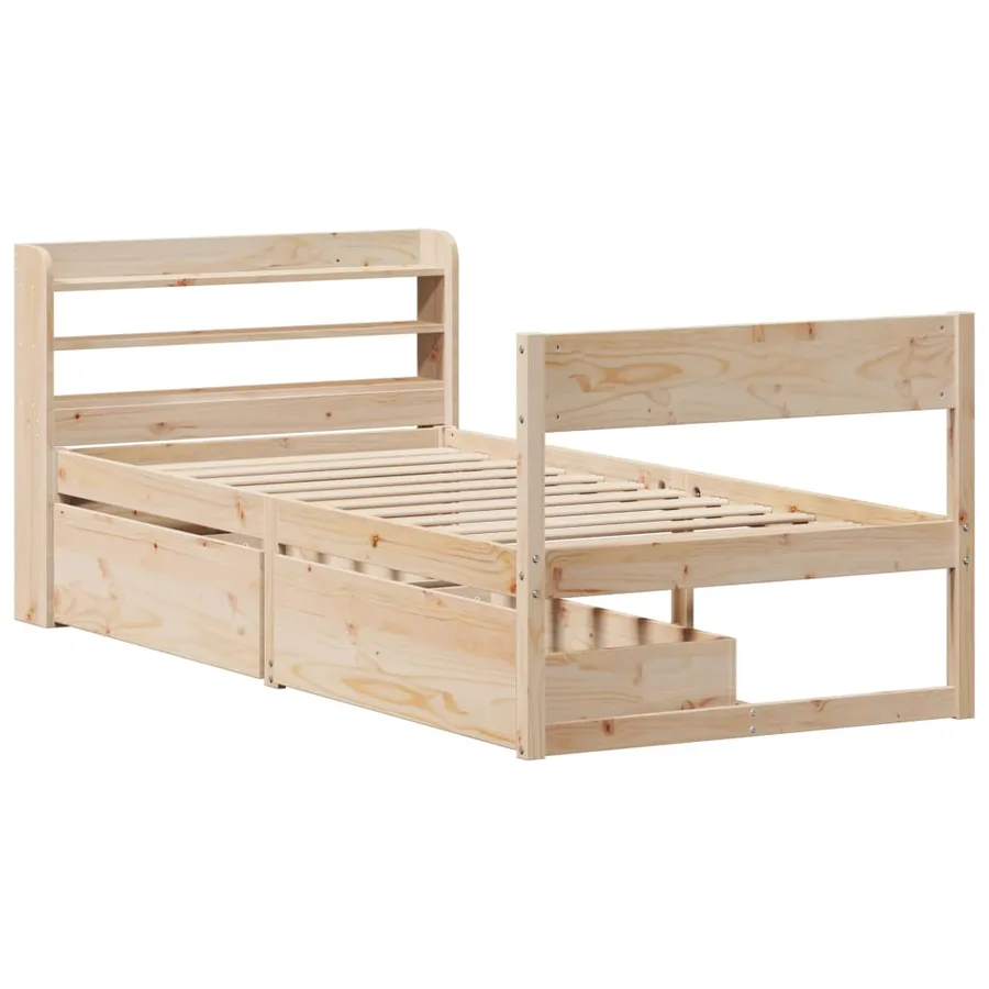 Cadre de lit sans matelas 75x190 cm bois de pin massif - 3