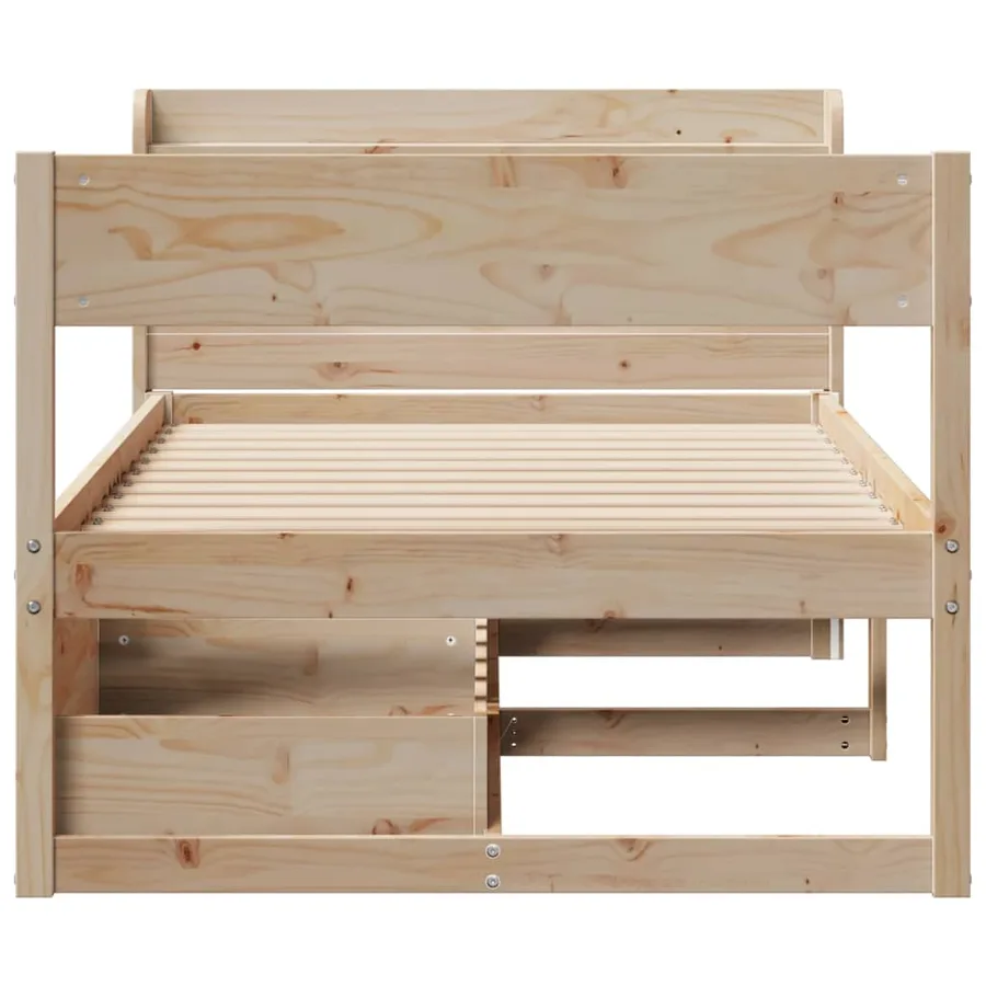 Cadre de lit sans matelas 75x190 cm bois de pin massif - 4