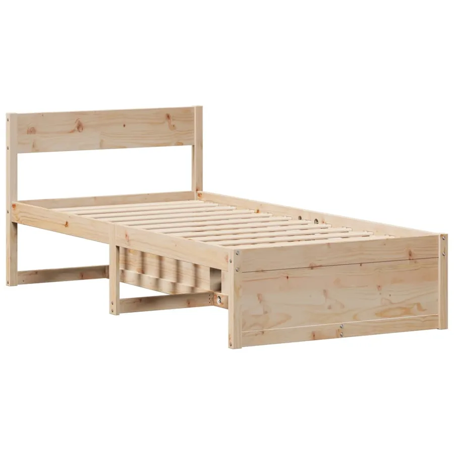Cadre de lit sans matelas 75x190 cm bois de pin massif - 5