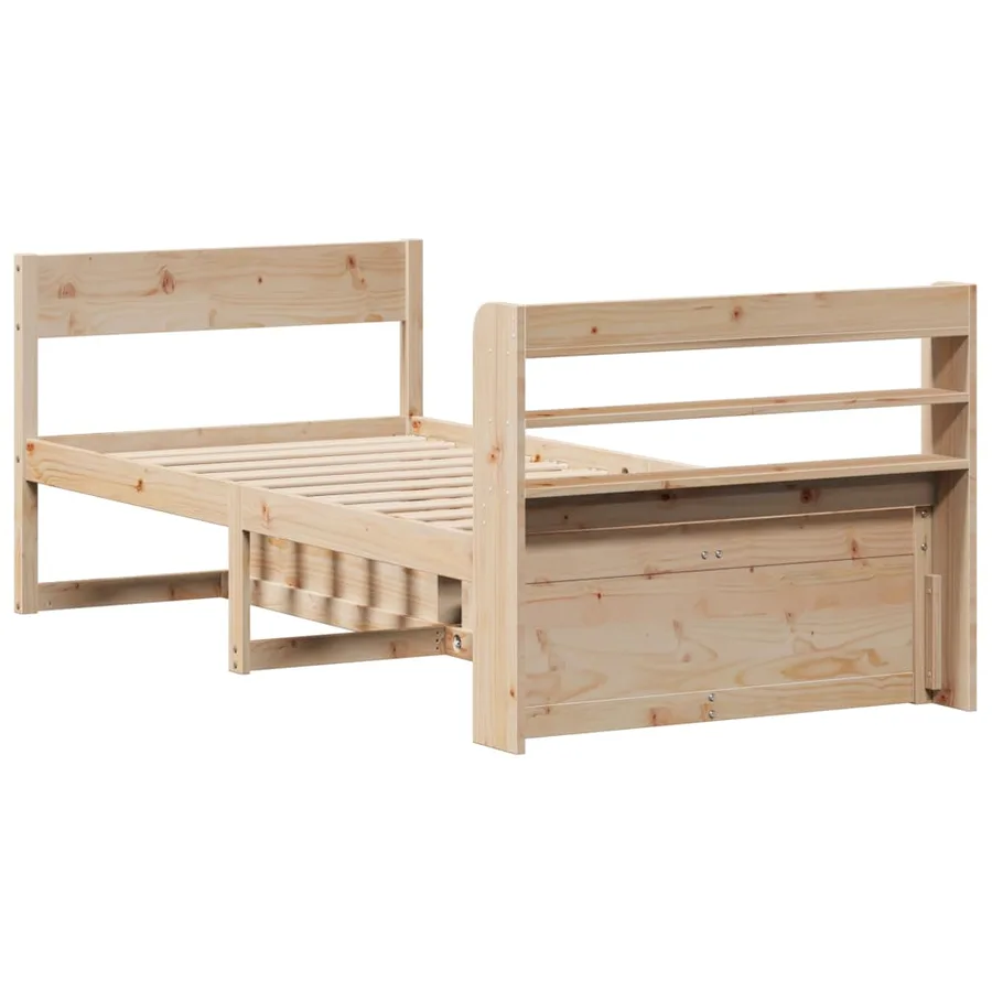 Cadre de lit sans matelas 75x190 cm bois de pin massif - 8