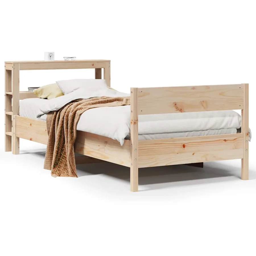Cadre de lit sans matelas 75x190 cm bois de pin massif - 2