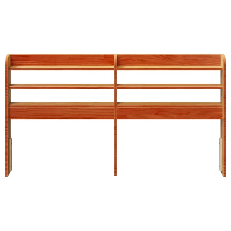 Tête de lit avec étagères marron cire 140 cm bois massif de pin - 3