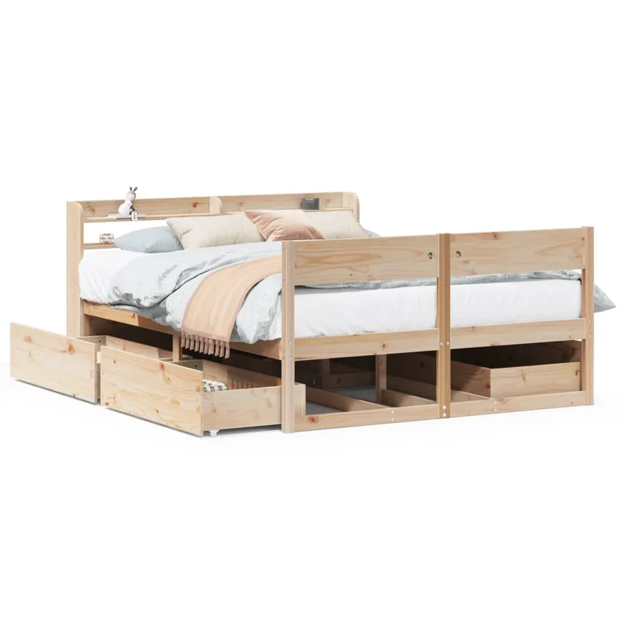 Cadre de lit sans matelas 150x200 cm bois de pin massif - 2