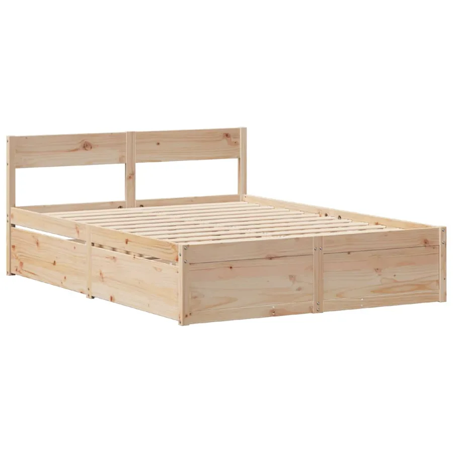 Cadre de lit sans matelas 150x200 cm bois de pin massif - 5