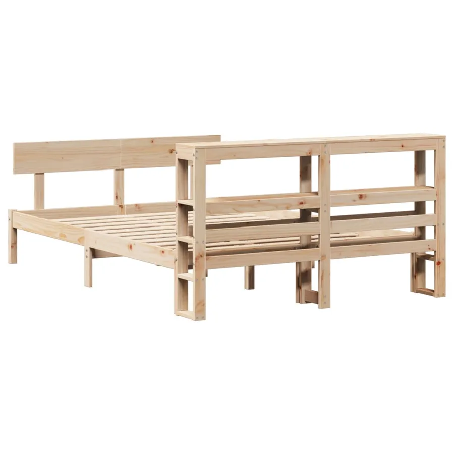 Cadre de lit sans matelas 160x200 cm bois massif de pin - 6
