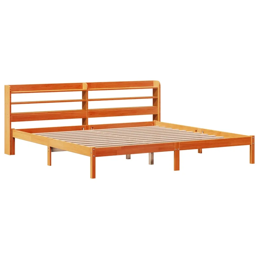 Cadre de lit et tête de lit sans matelas cire marron 200x200 cm - 3