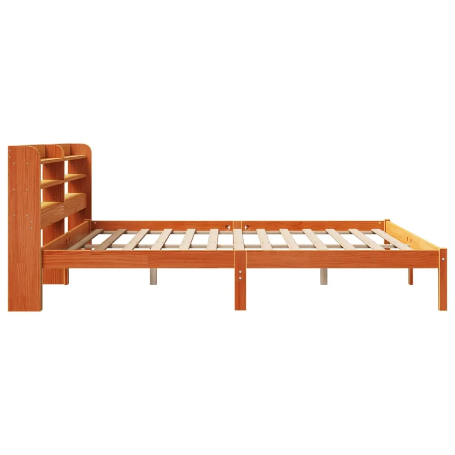 Cadre de lit et tête de lit sans matelas cire marron 200x200 cm - 7