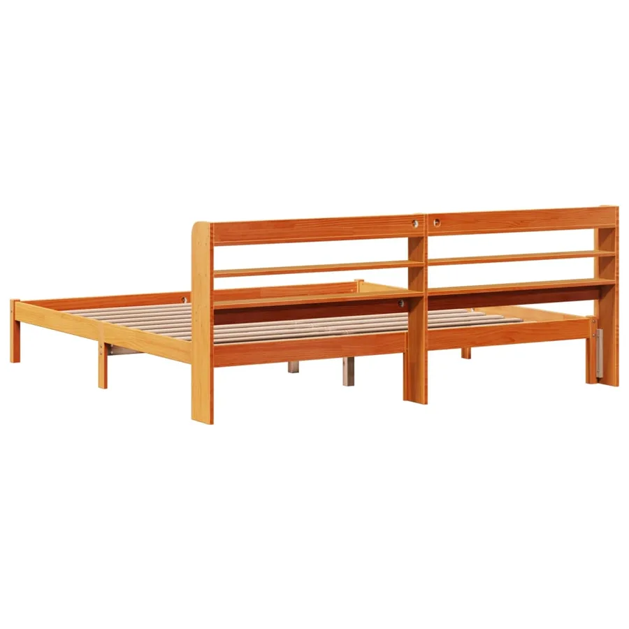 Cadre de lit et tête de lit sans matelas cire marron 200x200 cm - 8