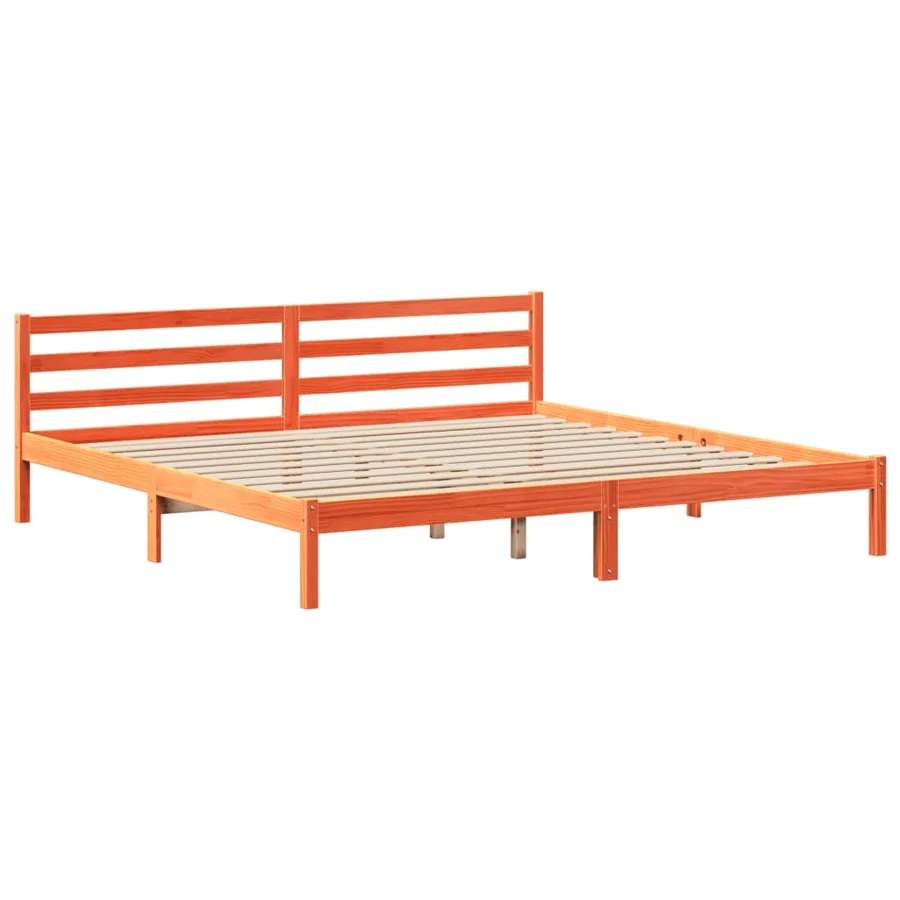 Cadre de lit sans matelas cire marron 200x200cm bois pin massif - 8