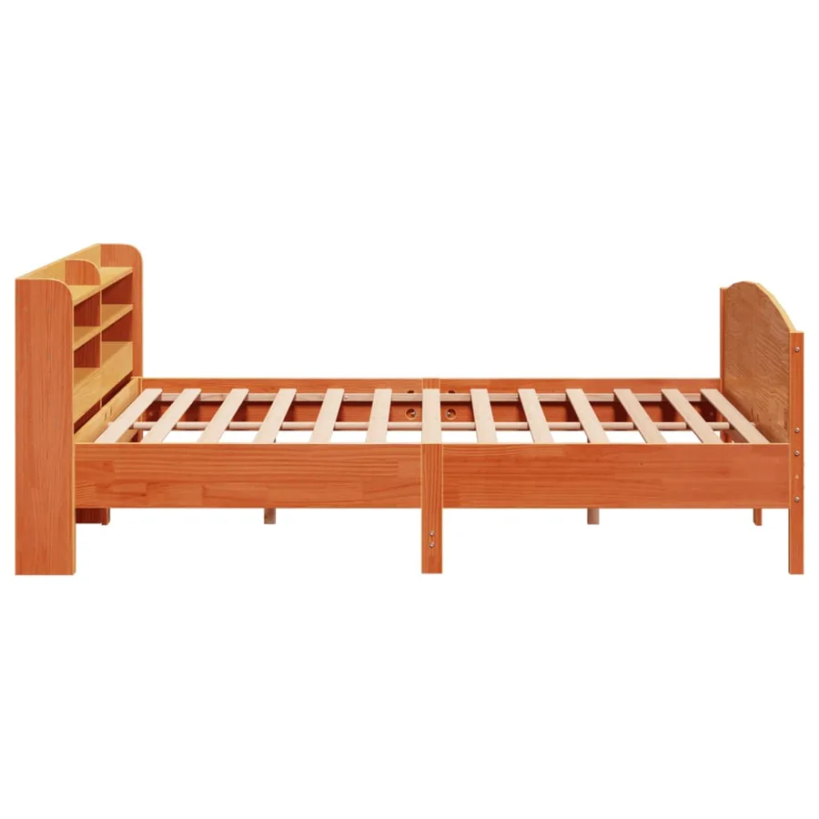 Cadre de lit sans matelas cire marron 200x200cm bois pin massif - 5