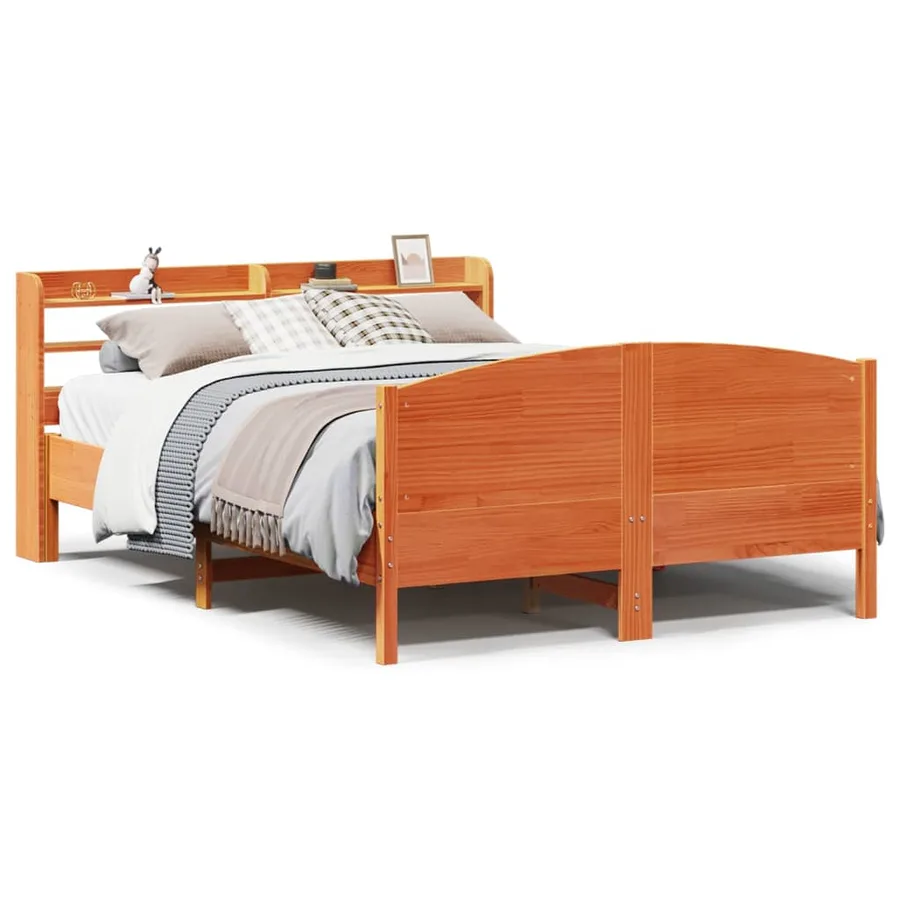 Cadre de lit sans matelas cire marron 140x200cm bois pin massif - 2