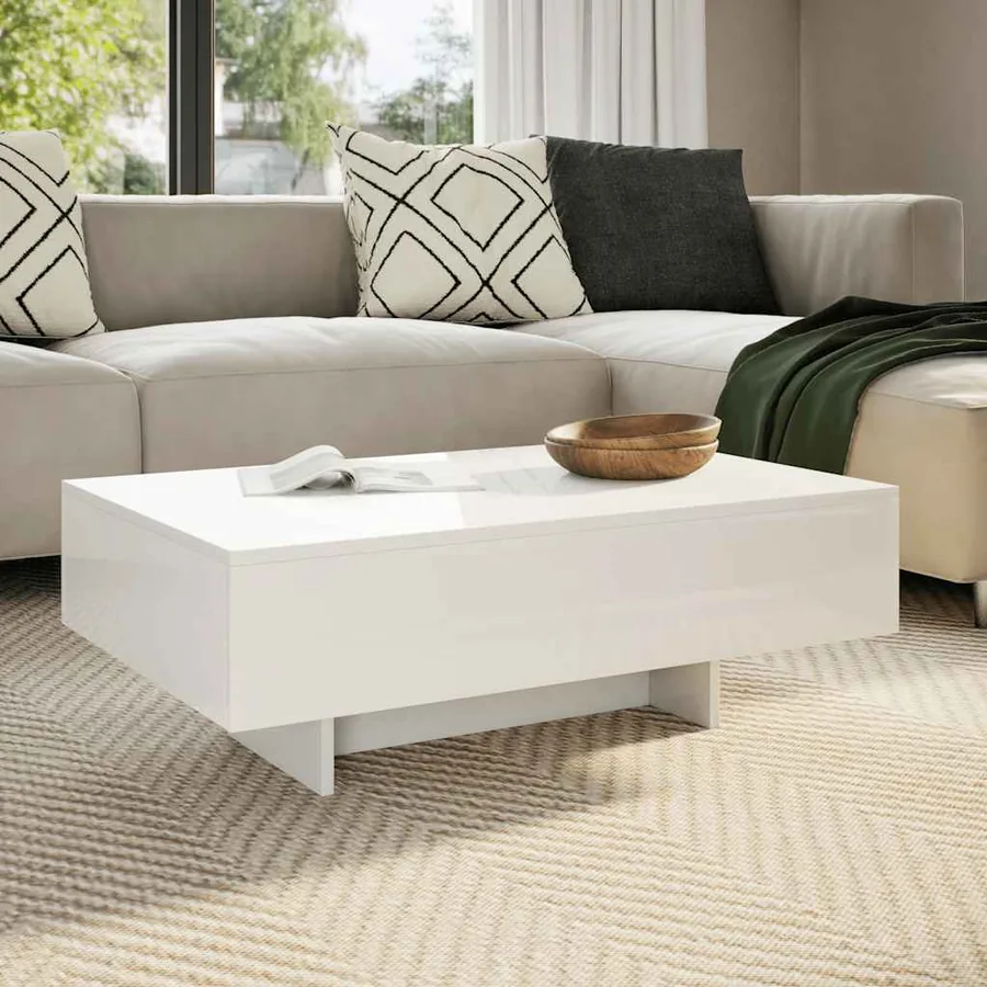 Table basse blanc brillant