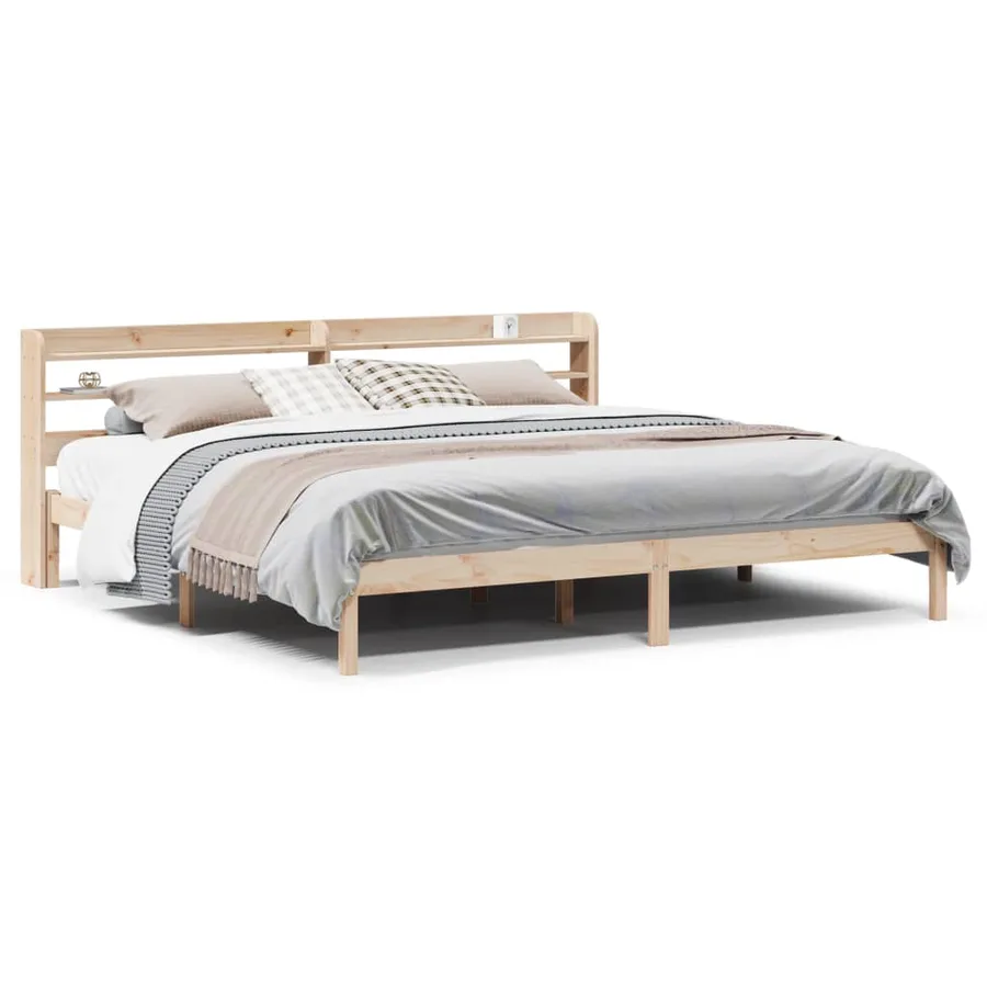 Cadre de lit sans matelas 200x200 cm bois massif de pin - 2