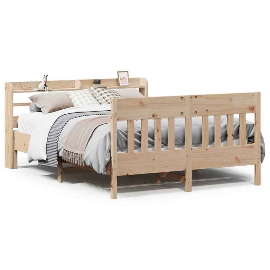 Cadre de lit sans matelas 135x190 cm bois de pin massif - 2