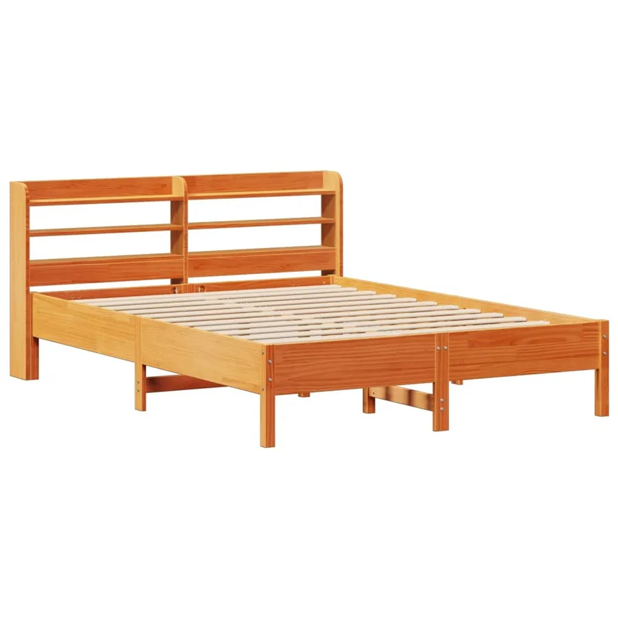 Cadre de lit sans matelas cire marron 140x190cm bois pin massif - 3