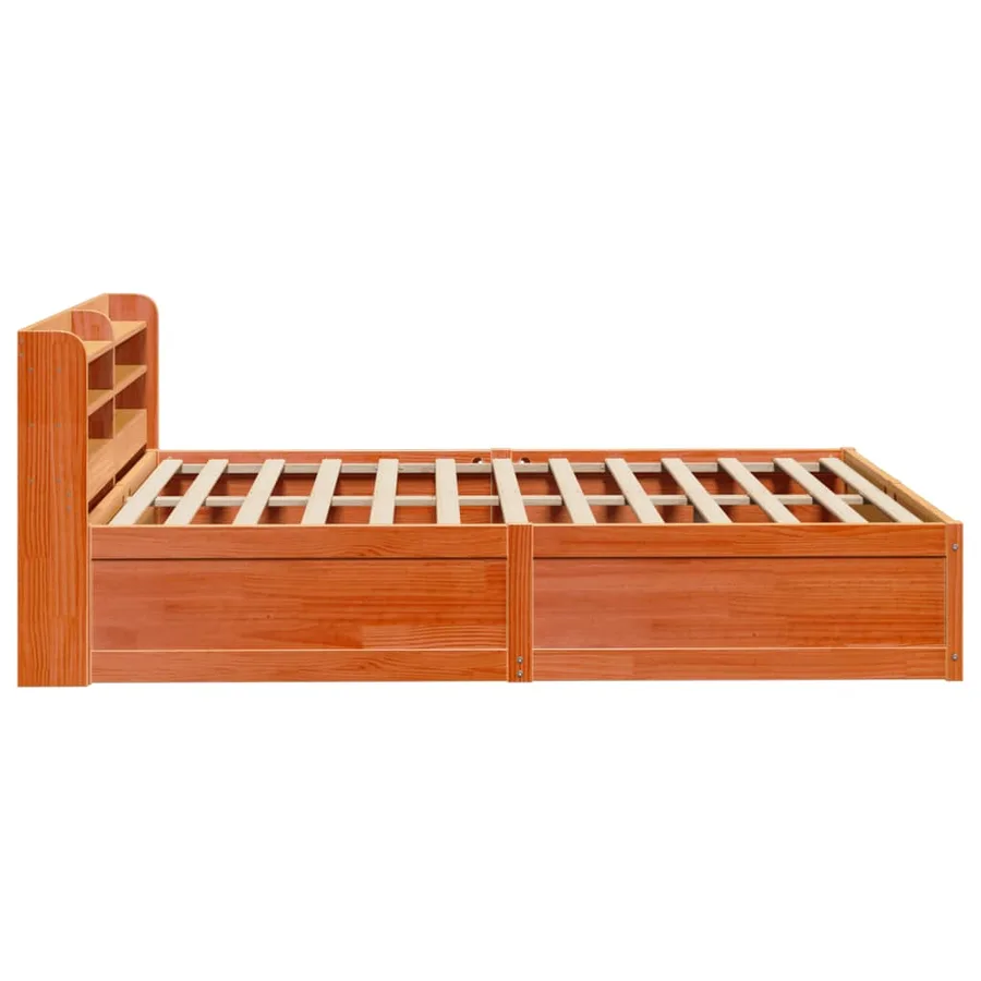 Cadre de lit avec tête de lit cire marron 140x190cm bois de pin - 7
