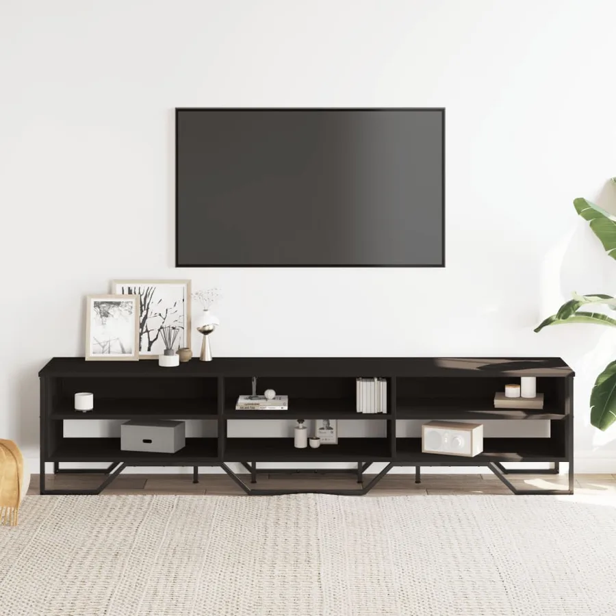 Meuble TV noir 180x34x41 cm bois d'ingénierie - 3