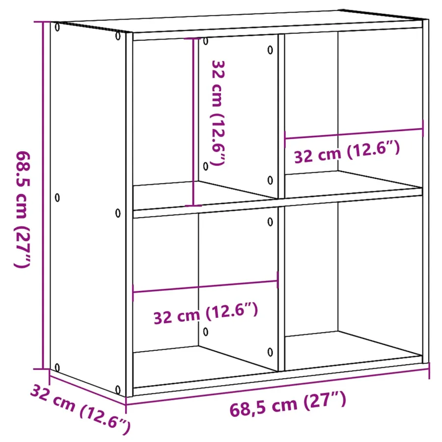 Bibliothèque chêne marron 68,5x32x68,5 cm bois d'ingénierie - 9