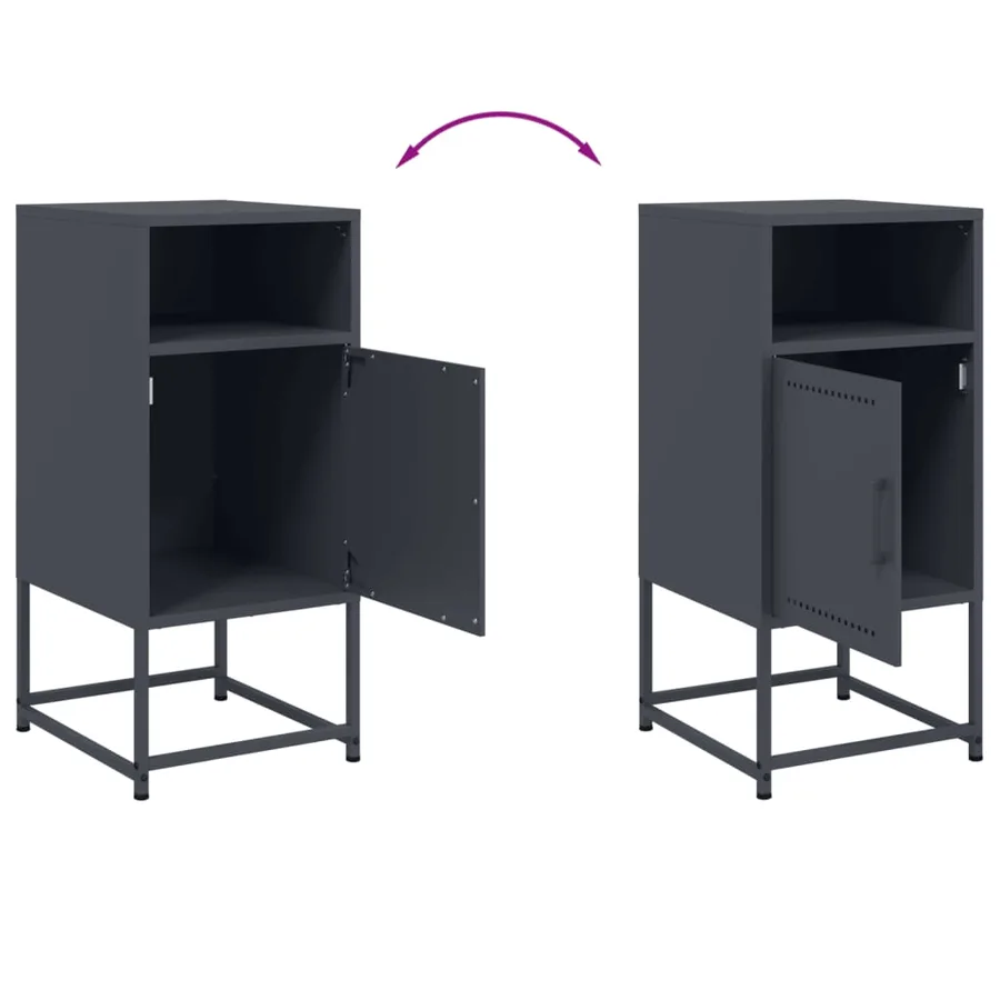 Tables de chevet 2 pcs anthracite 36x39x78 cm acier - 10