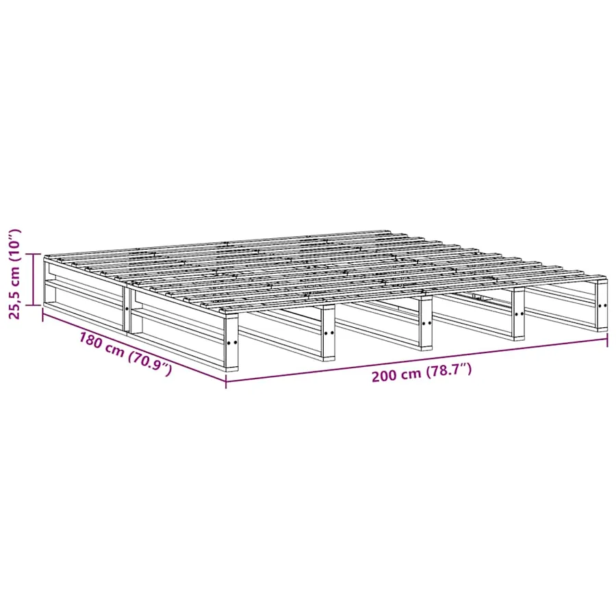 Cadre de lit sans matelas blanc 180x200 cm bois massif de pin - 9