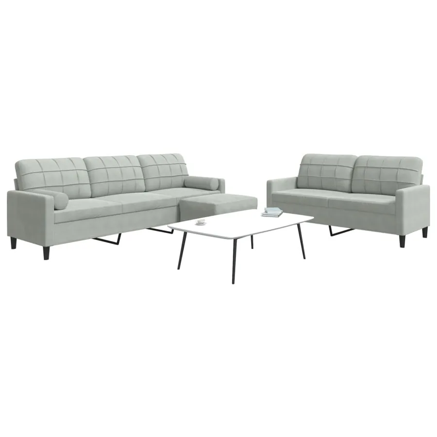 Ensemble de canapés 3 pcs et coussins et traversins velours