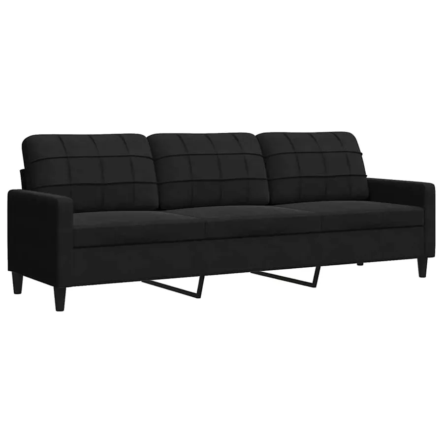 Canapé à 3 places Noir 210 cm Velours - 2