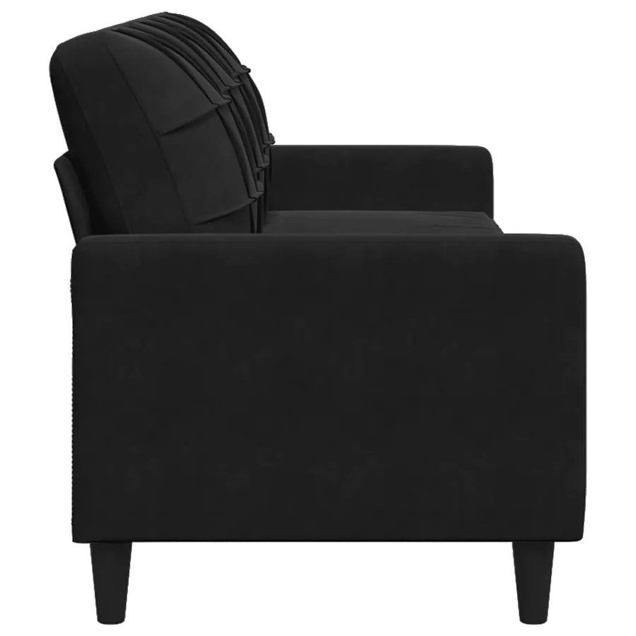 Canapé à 3 places Noir 210 cm Velours - 5
