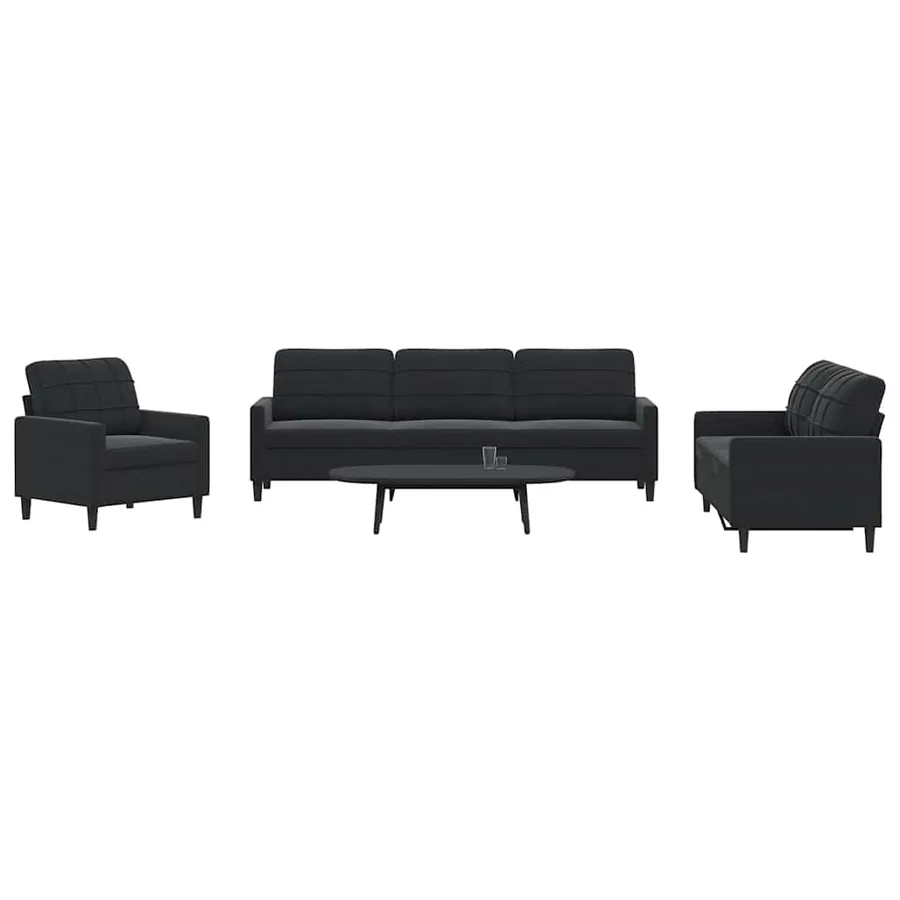 Ensemble de canapés 4 pcs avec coussins Noir Velours