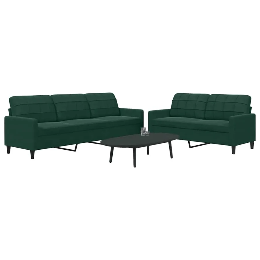 Ensemble de canapés 2 pcs avec coussins Vert foncé Velours