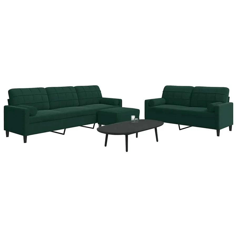 Ensemble de canapés 3 pcs avec coussins et traversins velours