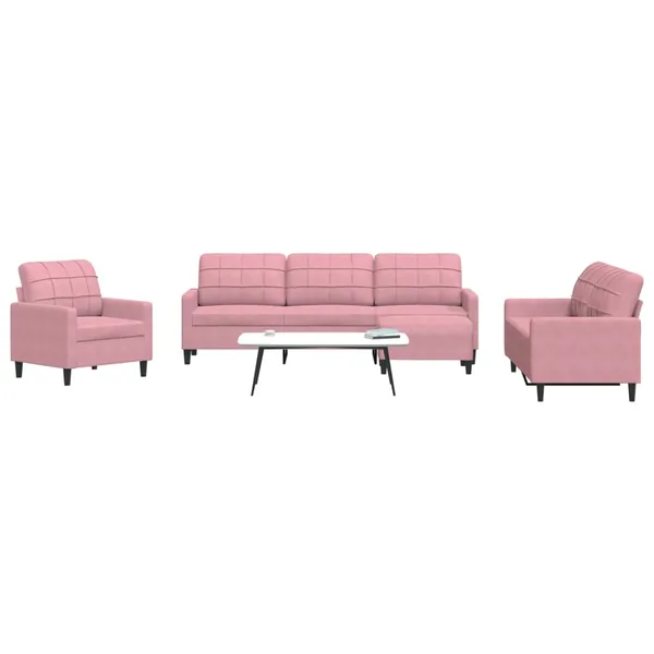 Ensemble de canapés 4 pcs avec coussins Rose Velours