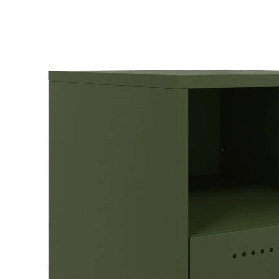 Tables de chevet 2 pcs vert olive 36x39x43,5 cm acier - 11