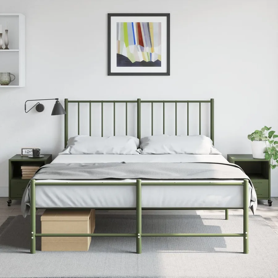 Tables de chevet 2 pcs vert olive 36x39x43,5 cm acier - 3