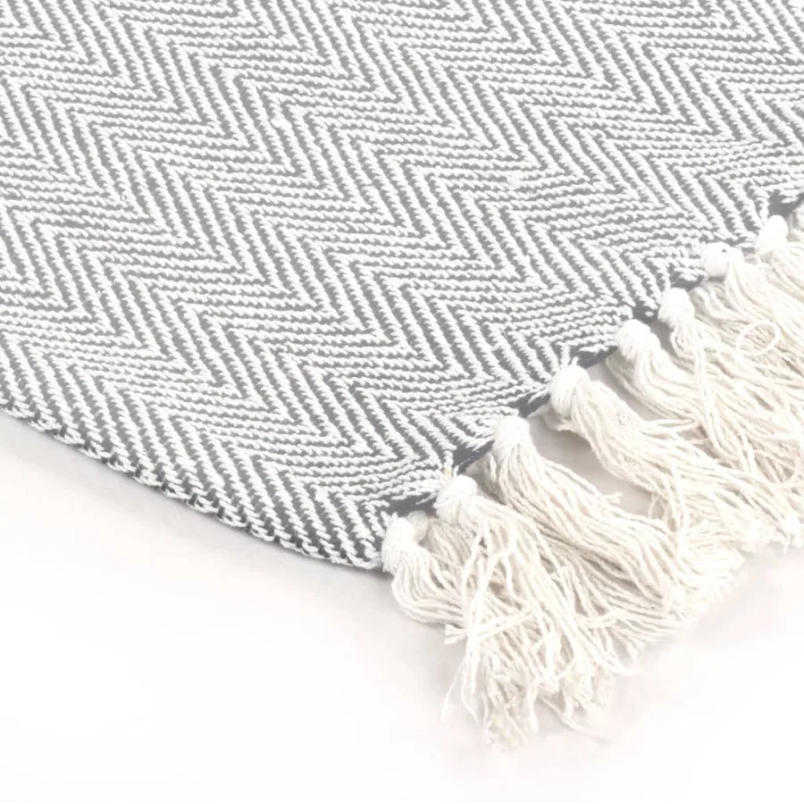 Couverture coton à chevrons 220x250 cm Gris - 4