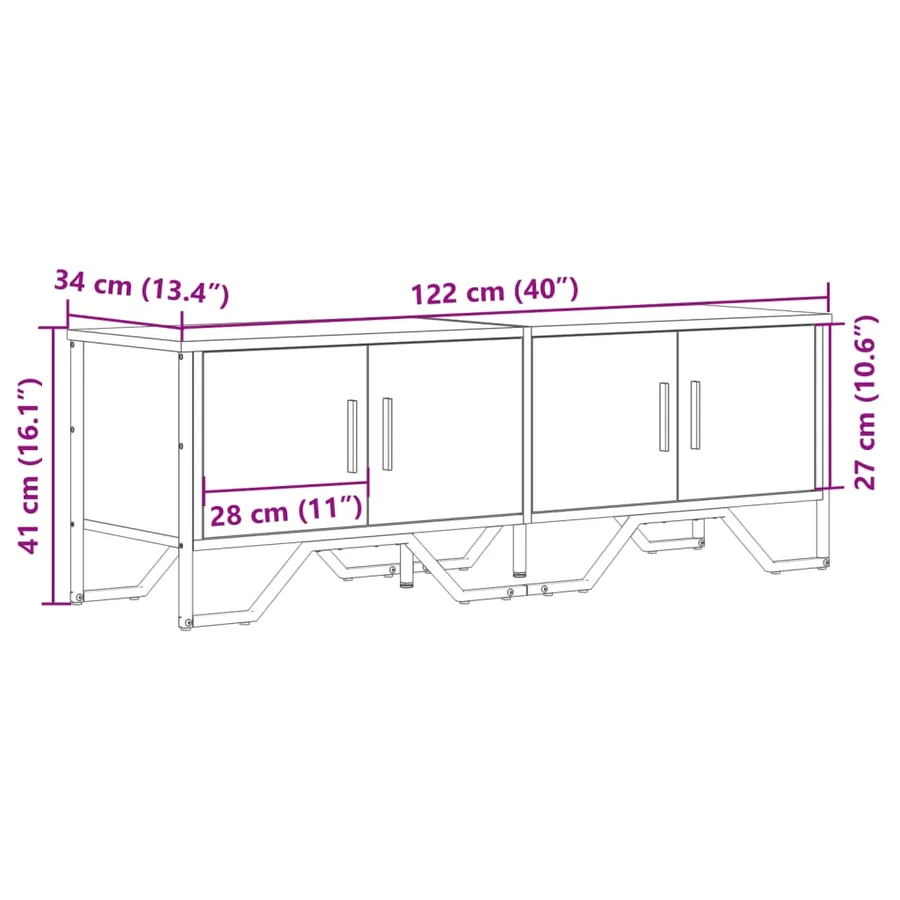 Meuble TV chêne marron 122x34x41 cm bois d'ingénierie - 10